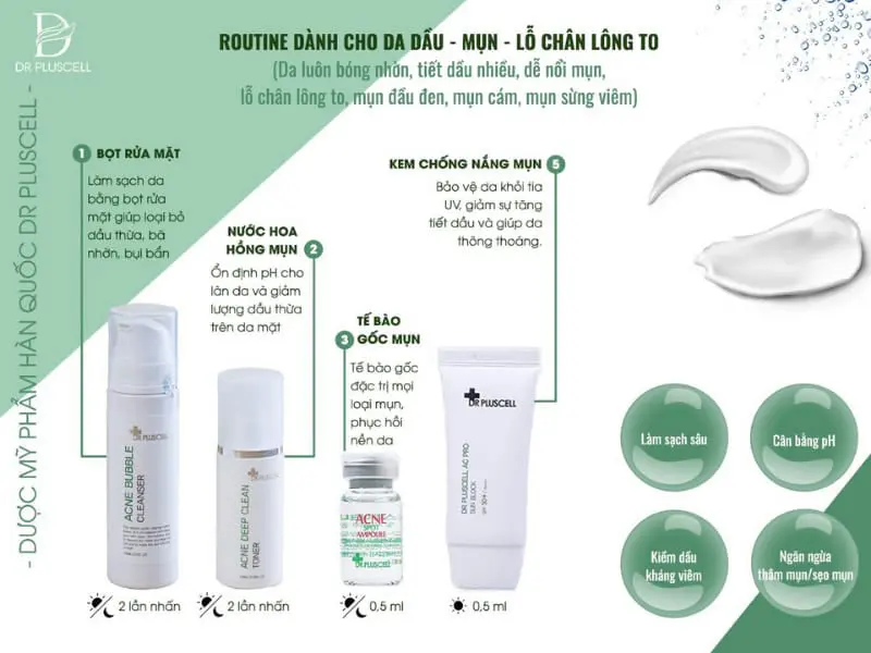 Kem Chống Nắng Cho Da Dầu Mụn Dr Pluscell AC Pro Sun Block 13 routine cho da dau mun lo chan long to 1