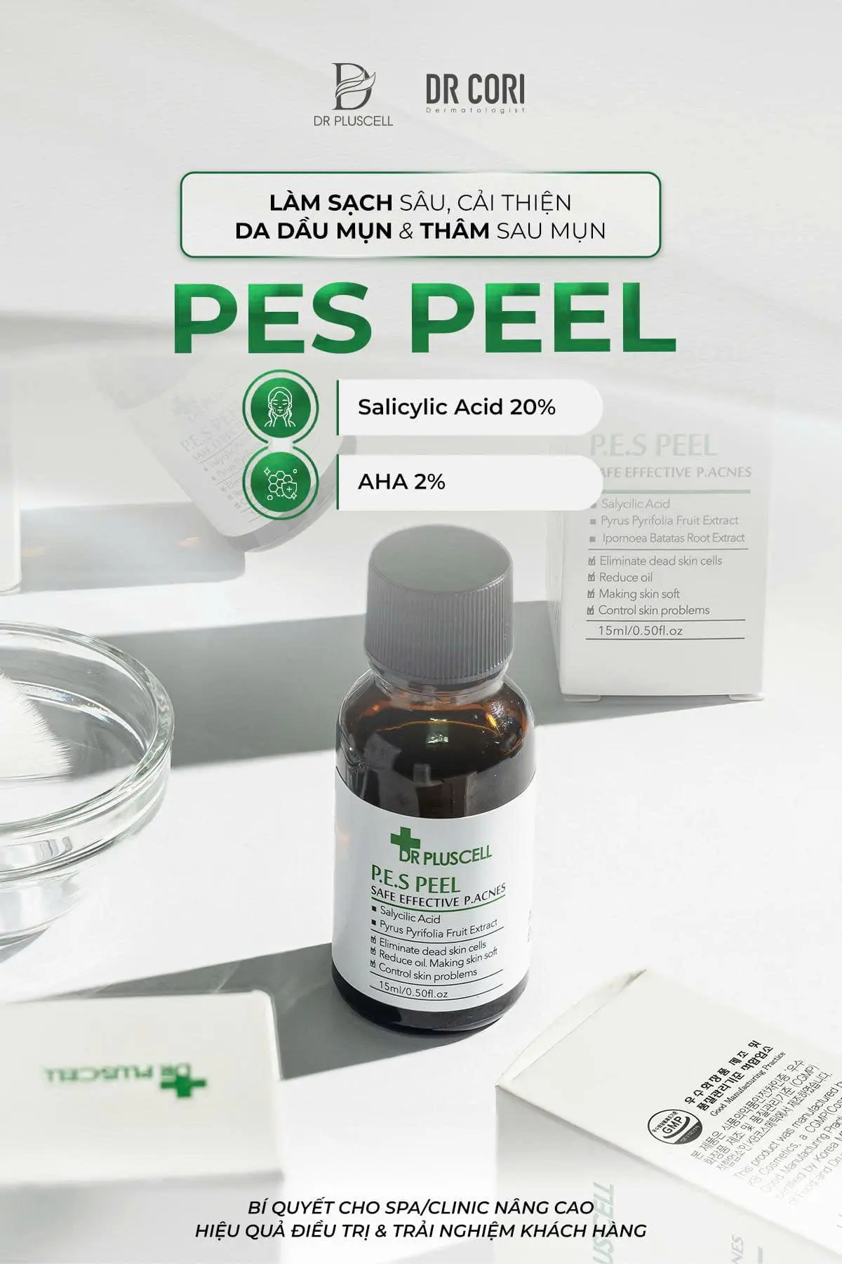 Peel Trị Mụn BHA DR Pluscell 20% triệt dầu trẻ hoá da PES PEEL 6 Peel Trị Mụn BHA DR Pluscell 20% triệt dầu trẻ hoá da PES PEEL - Ảnh 6