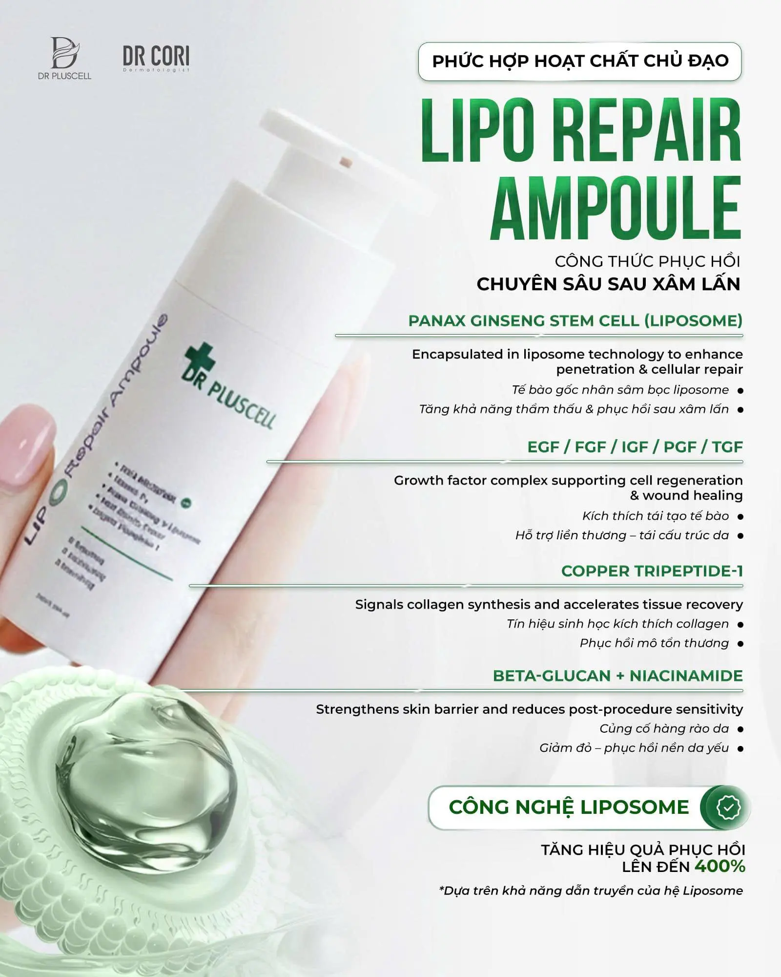 Ampoule phục hồi DR PLUSCELL LIPO REPAIR 30ML 7 Ampoule phục hồi DR PLUSCELL LIPO REPAIR 30ML - Ảnh 7