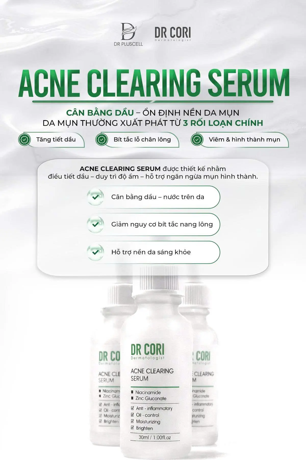 Serum giảm mụn ACNE CLEARING DR CORI CẤP ẨM KIỀM DẦU 30ML 6 Serum giảm mụn ACNE CLEARING DR CORI CẤP ẨM KIỀM DẦU 30ML - Ảnh 6
