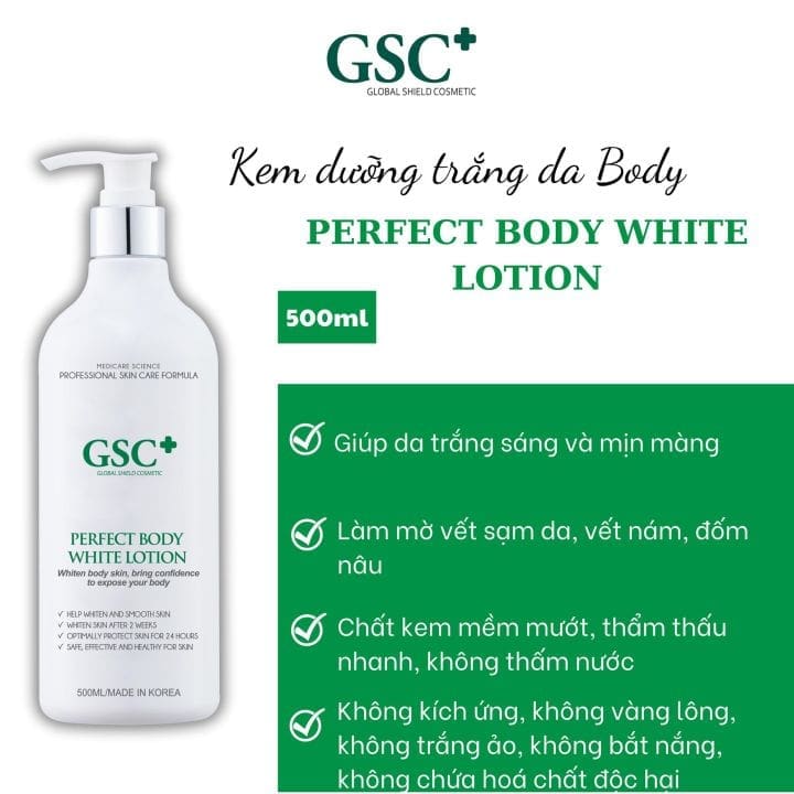 Kem Dưỡng Trắng da GSC PERFECT BODY WHITE LOTION 250ml- 500ml 3 Kem Dưỡng Trắng da GSC PERFECT BODY WHITE LOTION 250ml- 500ml - Ảnh 3
