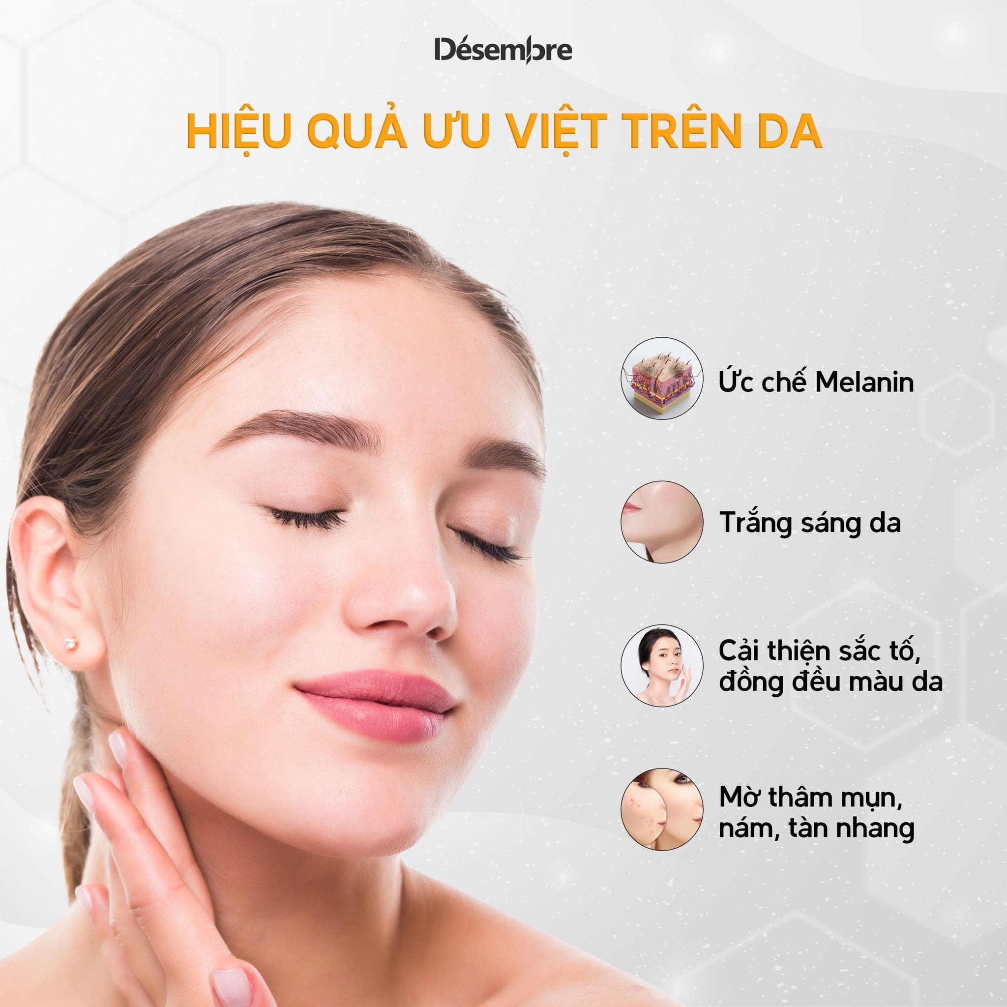 Tế bào gốc thâm nám trắng da Desembre W+ hộp 10 lọ 3 Tế bào gốc thâm nám trắng da Desembre W+ hộp 10 lọ - Ảnh 3
