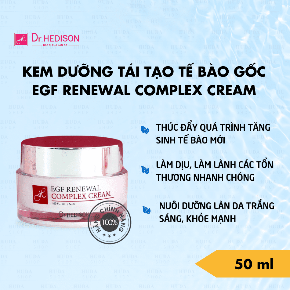 Kem dưỡng tái tạo tế bào gốc EGF DR HEDISON Renewal Complex Cream 50ml 3 Kem dưỡng tái tạo tế bào gốc EGF DR HEDISON Renewal Complex Cream 50ml - Ảnh 3