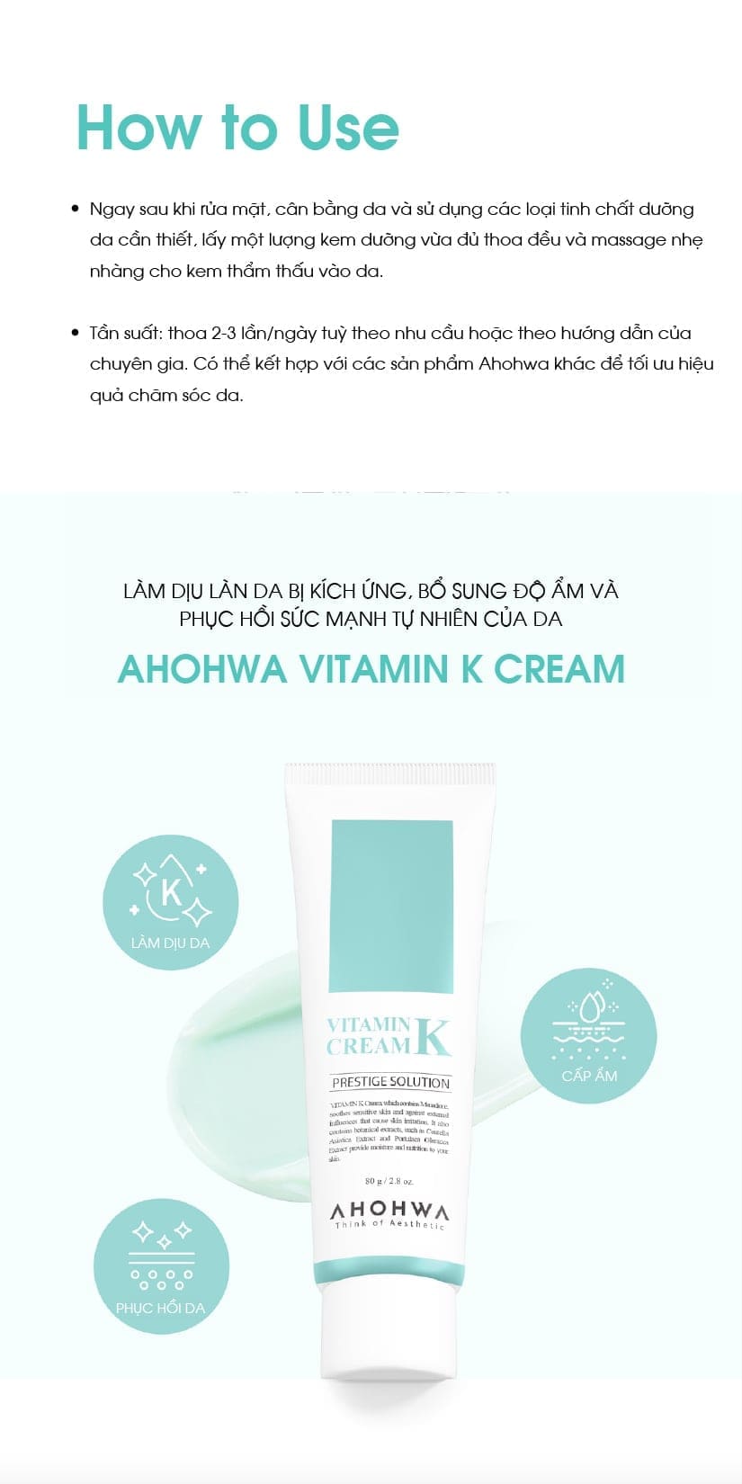 Ahohwa Kem Dưỡng Vitamin K 12g-80g 2 Ahohwa Kem Dưỡng Vitamin K 12g-80g - Ảnh 2
