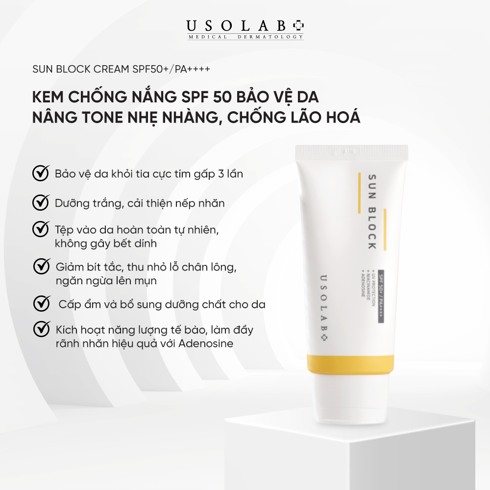 Kem Chống Nắng Dưỡng Trắng USOLAB SUN BLOCK SPF 50 PA 50g 4 Kem Chống Nắng Dưỡng Trắng USOLAB SUN BLOCK SPF 50 PA 50g - Ảnh 4