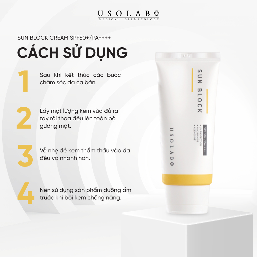 Kem Chống Nắng Dưỡng Trắng USOLAB SUN BLOCK SPF 50 PA 50g 2 Kem Chống Nắng Dưỡng Trắng USOLAB SUN BLOCK SPF 50 PA 50g - Ảnh 2